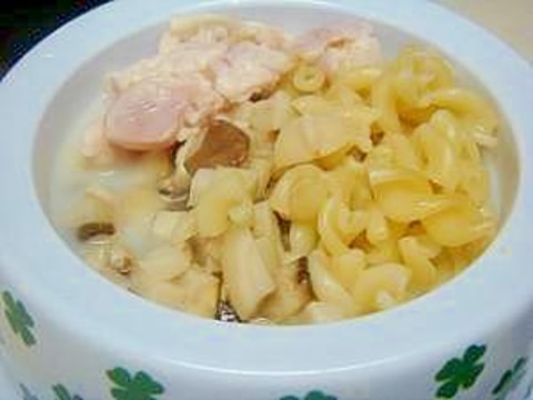 犬ごはん♪　エリンギと鶏肉のクリームパスタ！